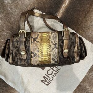 Michael Kors Brown and Gold Shoulder Bag